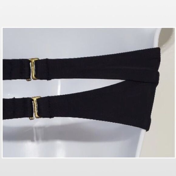 Xhilartion Swimwear Bikini Bandeau Top Womens Small Petite Black Bathing Suit - Picture 15 of 16